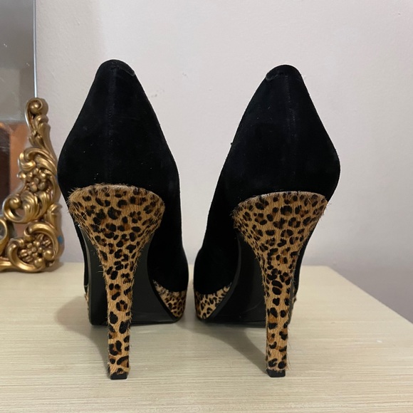 Nine West Black & Leopard Suede Heels - Picture 4 of 6